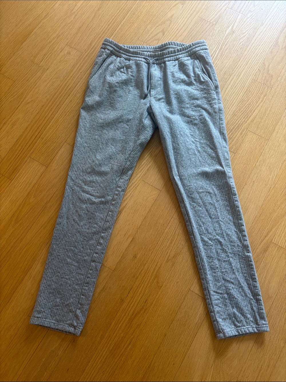 Men's Ribbed Gray Jogger Sweatpants with Drawstring